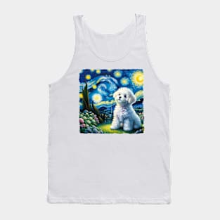 Starry Bichon Frisé Dog Portrait - Pet Portrait Tank Top